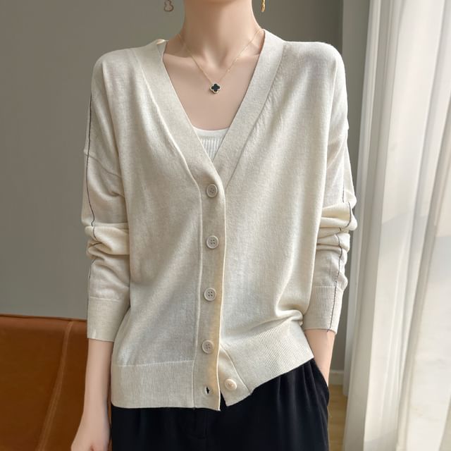 Weelop-V-Neck Plain Cardigan
