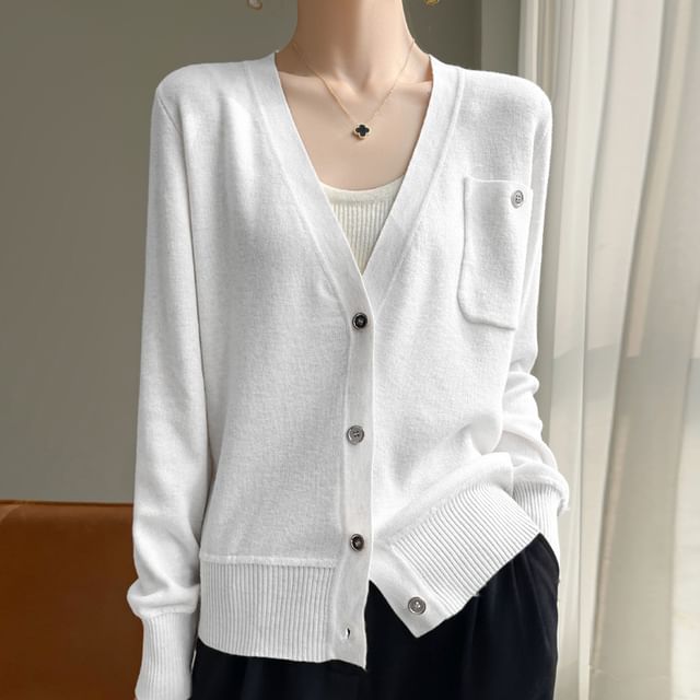 Weelop-V-Neck Plain Cardigan
