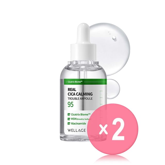 WELLAGE-Real Cica Calming 95 Trouble Ampoule 2pcs Bundle Set
