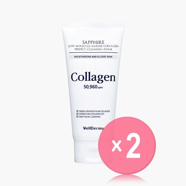 WellDerma-Sapphire Low Molecule Marine Collagen Perfect Cleansing Foam 2pcs Bundle Set