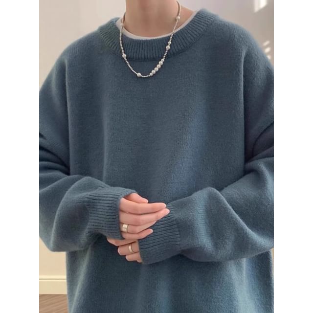 Wescosso-Crew Neck Plain Sweater