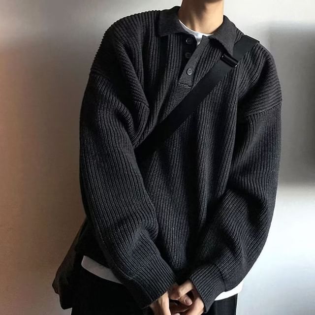 Wescosso-Long-Sleeve Plain Polo-Neck Sweater