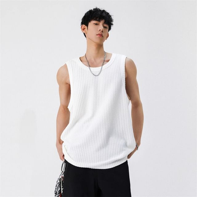 Wescosso-Plain Ribbed Tank Top