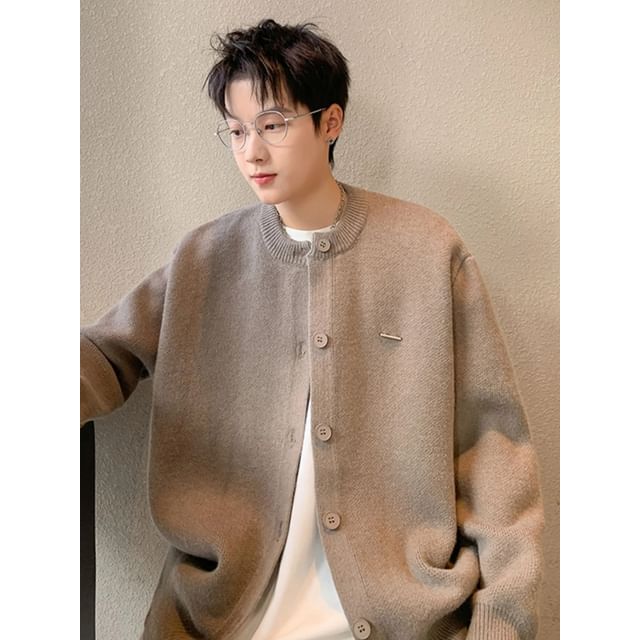 Wescosso-Round Neck Plain Cardigan
