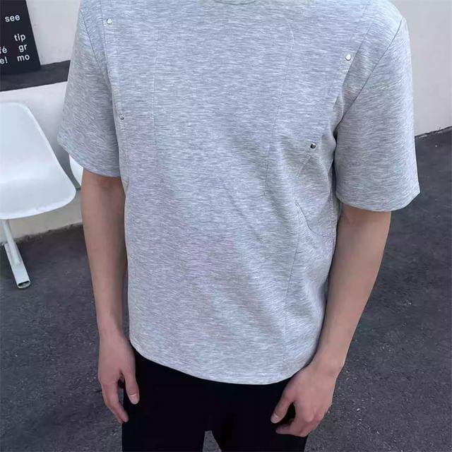 Wescosso-Short-Sleeve Crew Neck Plain T-Shirt