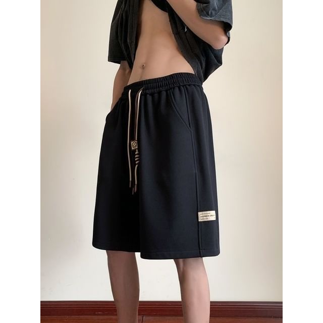 Wewewow-Drawstring Waist Bermuda Sweat Shorts