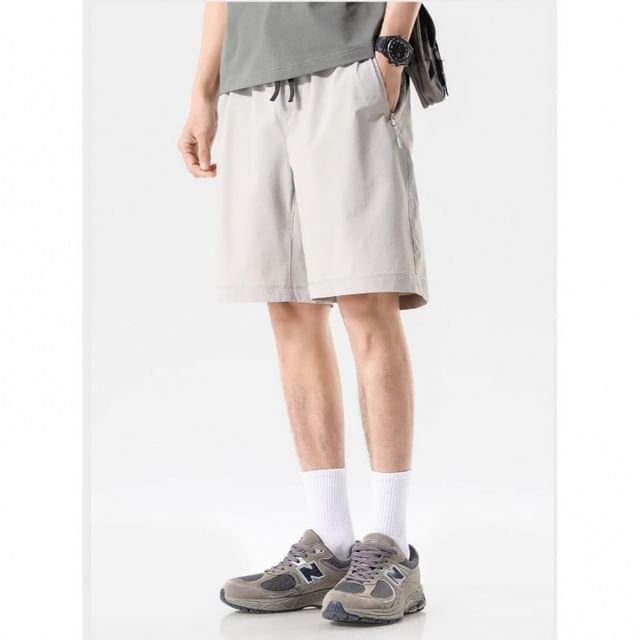 Wewewow-Drawstring Waist Plain Bermuda Shorts
