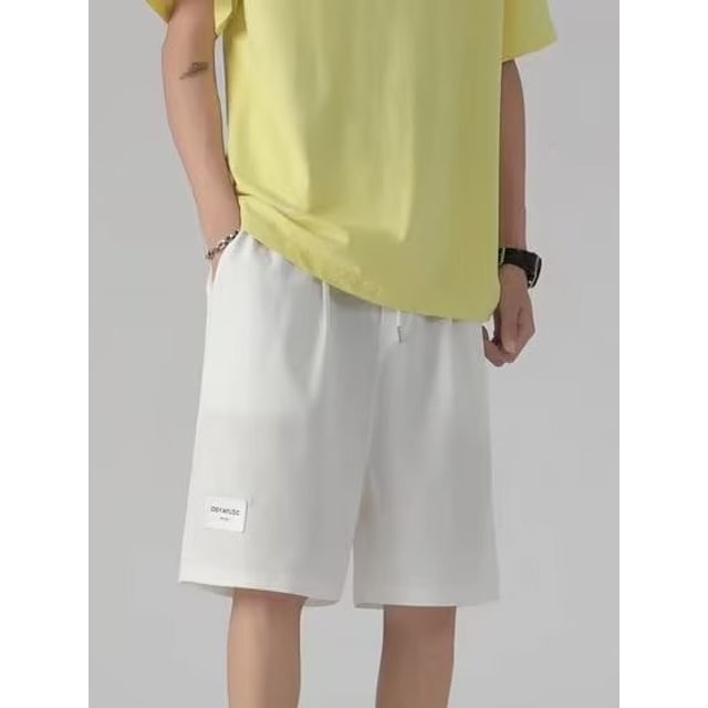 Wewewow-Drawstring Waist Plain Sweatshorts