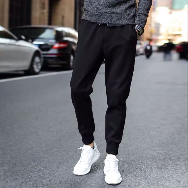 Wewewow-Mid Rise Plain Straight Leg Pants