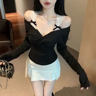 Whoosh-Long-Sleeve Cold Shoulder Mock Two Piece Tee