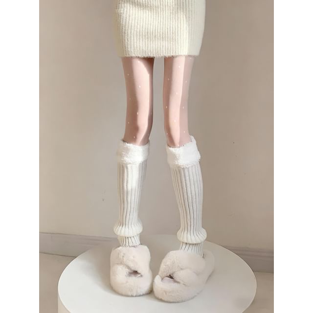 Whychunga-Fleece Panel Knit Leg Warmers