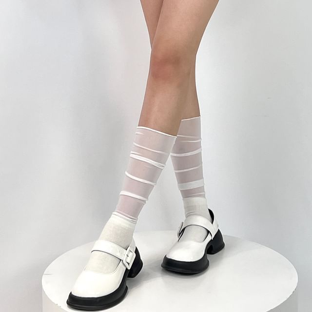 Whychunga-Plain Mesh Crew Socks