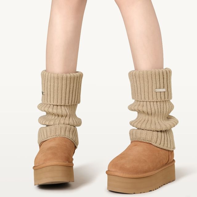 Whychunga-Plain Ribbed Knit Leg Warmers