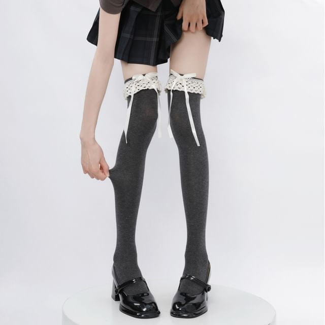 Whychunga-Ribbon Lace Trim Socks Various Designs