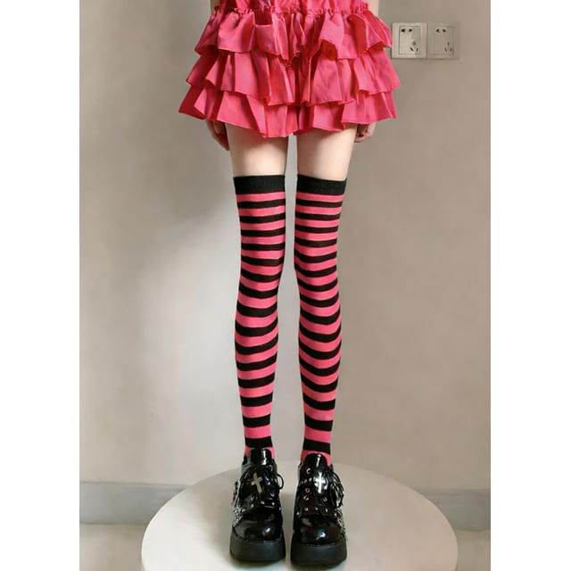 Whychunga-Striped Over-The-Knee Socks