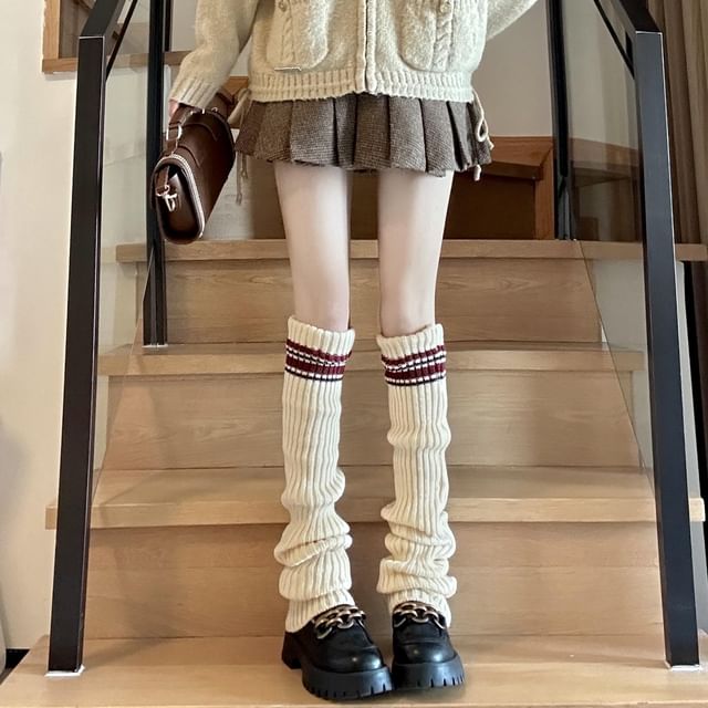 Whychunga-Striped Ribbed Knit Leg Warmers Various Designs