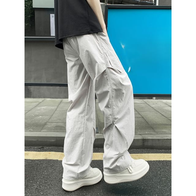 Whyessa-High Waist Plain Straight Leg Pants