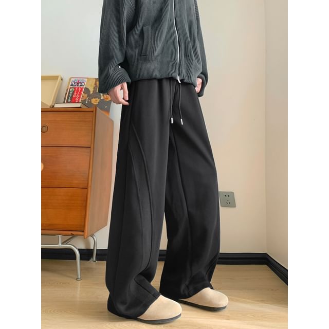 Whyessa-High Waist Plain Wide Leg Sweatpants