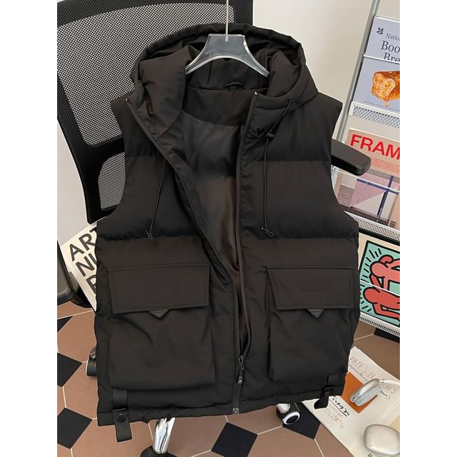 Whyessa-Hooded Zip-Up Puffer Vest
