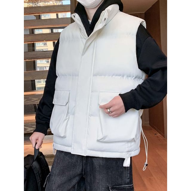Whyessa-Mock Neck Zip-Up Puffer Vest