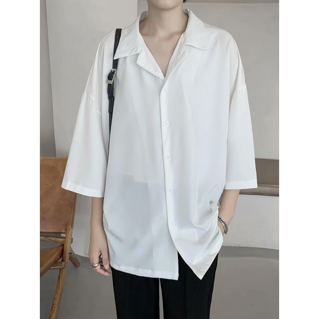 WidoWilder-34-Sleeve Lapel Collar Plain Shirt