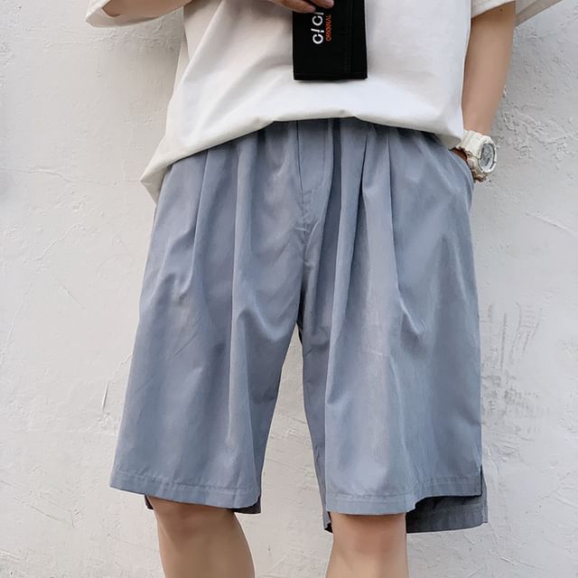 WidoWilder-Mid Rise Plain Wide Leg Shorts