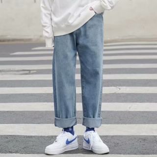 WidoWilder-Mid Rise Washed Loose Fit Jeans