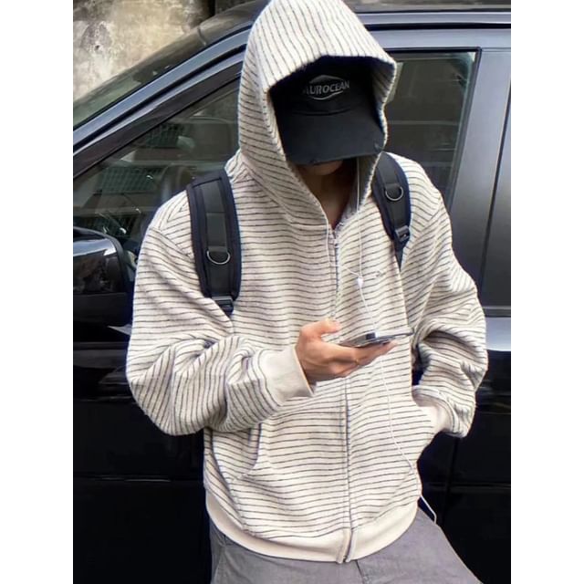 WidoWilder-Striped Zip Hoodie