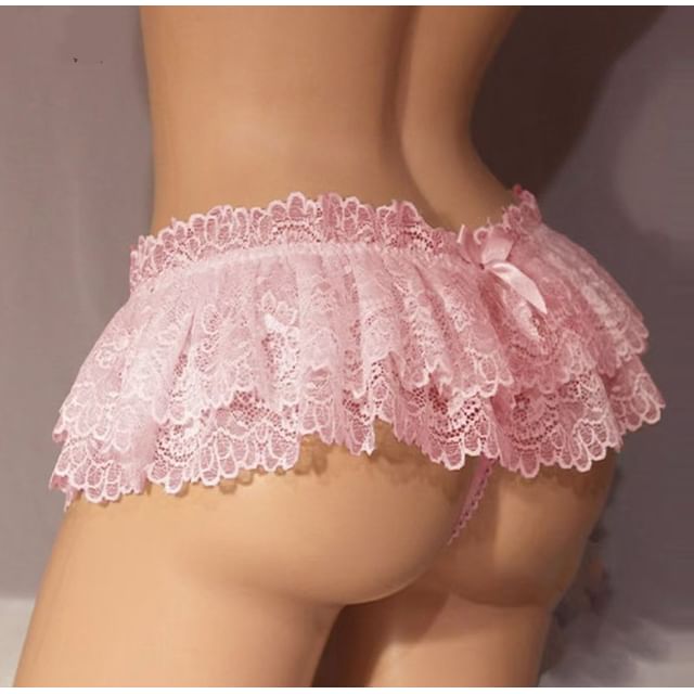 Wildery-Lace Ruffle Trim Thongs