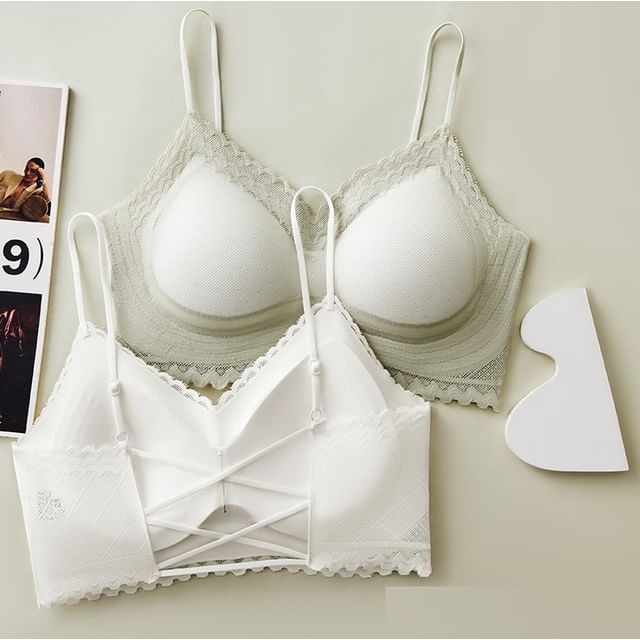Wildery-Lace Trim Bra Top