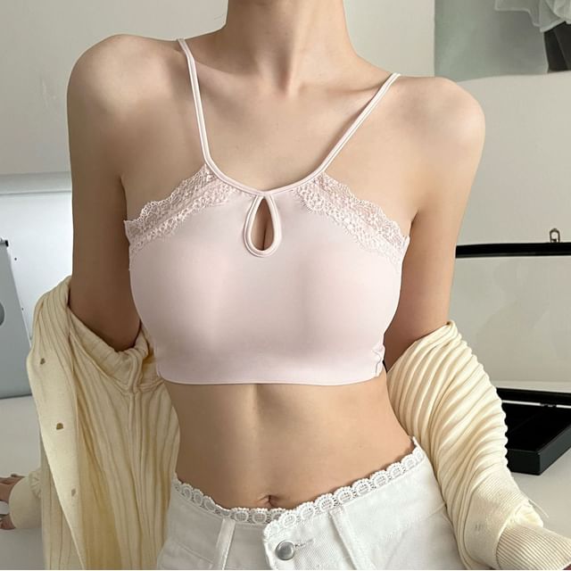 Wildery-Lace Trim Bra Top Panties Set