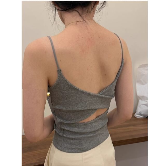 Wildery-Open Back Padded Slim Fit Camisole Top