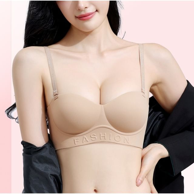 Wildery-Plain Seamless Wireless Bra Panty Set