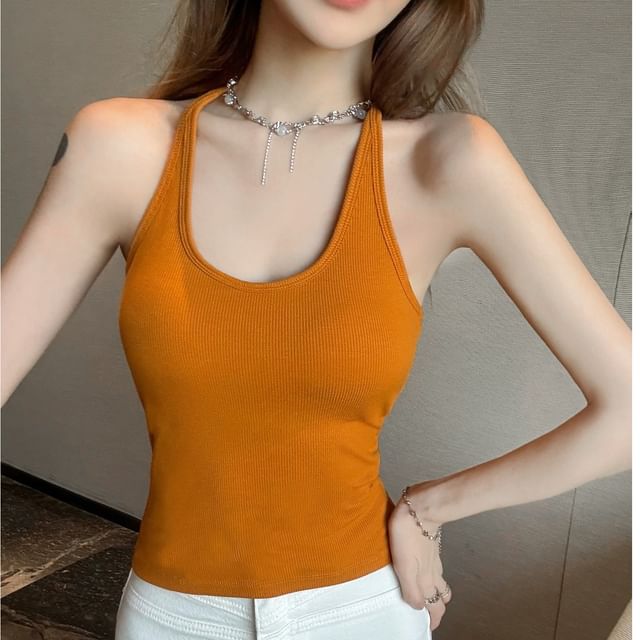 Wildery-Scoop Neck Plain Tank Top