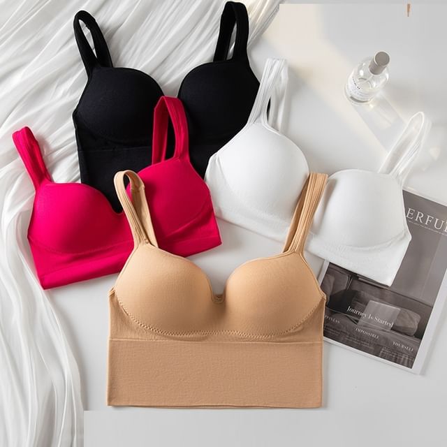 Wildery-Sleeveless Plain Crop Bra Top