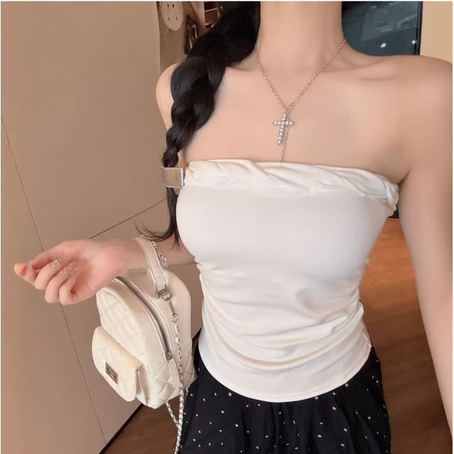 Wildery-Strapless Plain Twisted Tube Top
