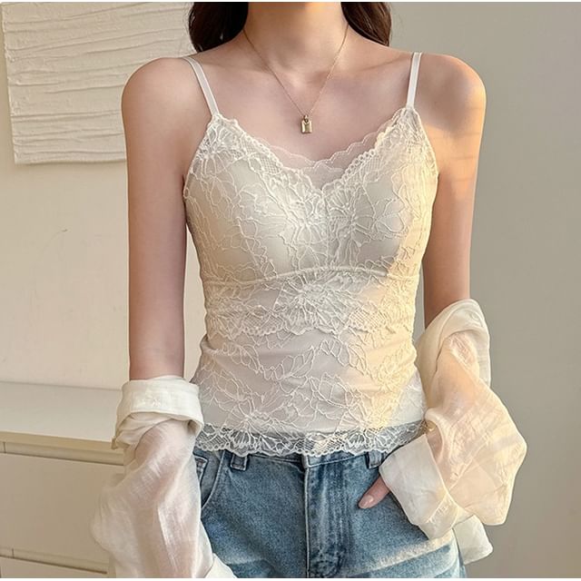 Wildery-V-Neck Lace Bra Top