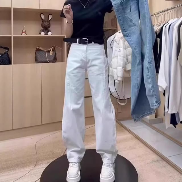 Wildfoea-High Waist Loose Fit Jeans
