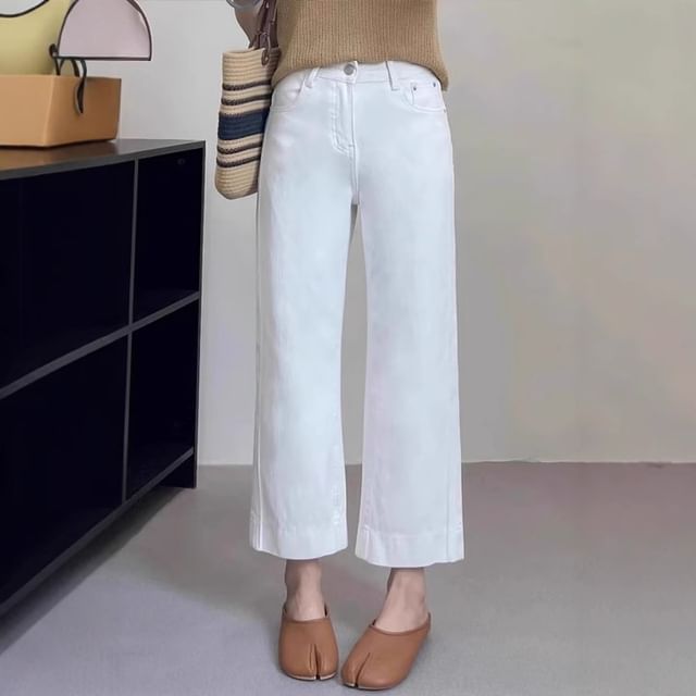 Wildfoea-High Waist Straight Leg Jeans