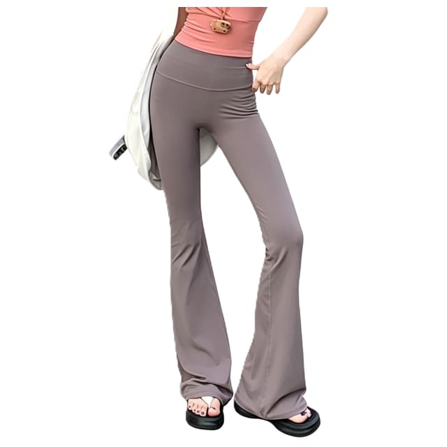 Windflower-High-Waiste Plain Flared Yoga Pants