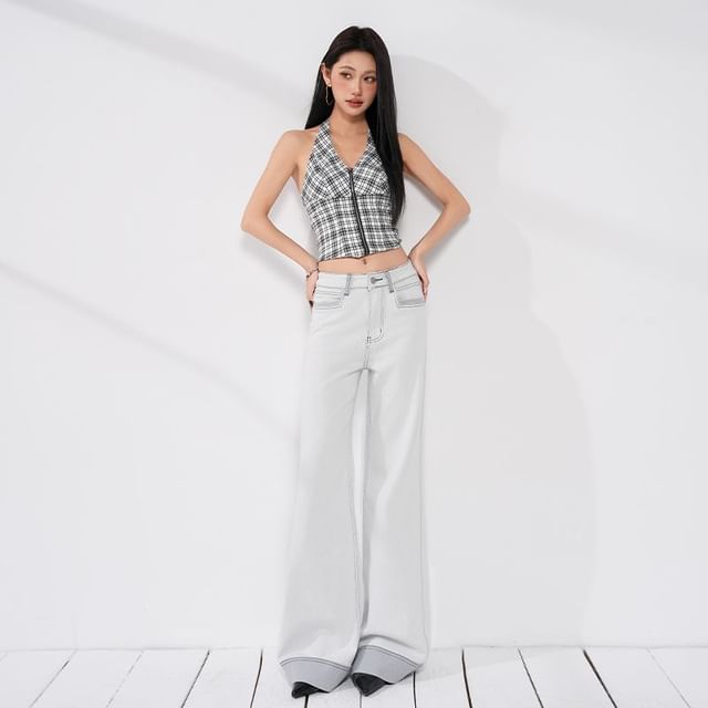 Windflower-Low Rise Plain Flared Jeans