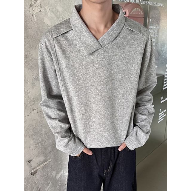 Wolfkane-Asymmetrical Collar Plain Polo Sweatshirt