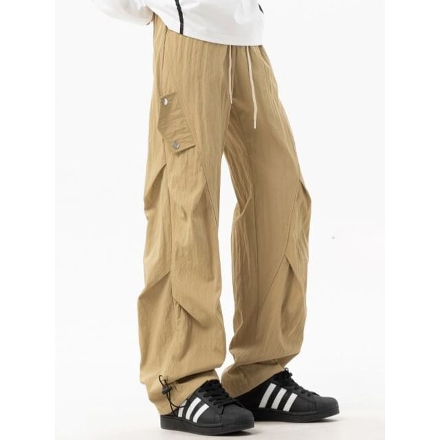 Wolfkane-High Waist Plain Wide Leg Cargo Pants