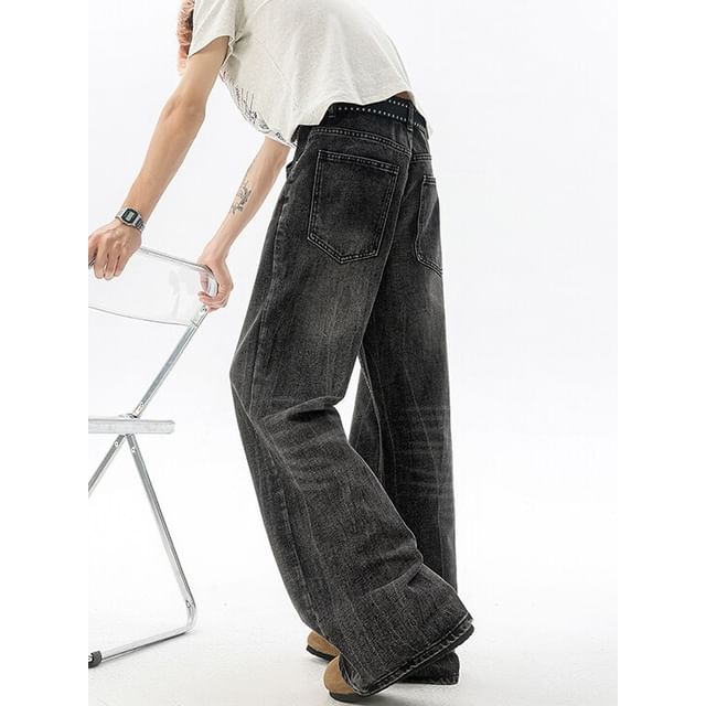 Wolfkane-High Waist Washed Flared Jeans Various Designs