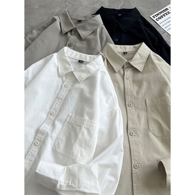 Wolfkane-Long-Sleeve Button-Up Plain Shirt