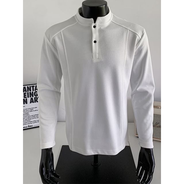 Wolfkane-Long-Sleeve Henley Plain Top