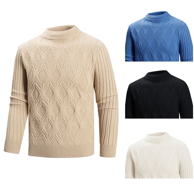 Wolfkane-Mock Neck Plain Sweater