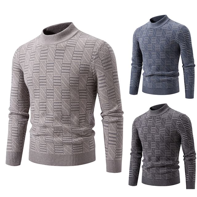 Wolfkane-Mock Neck Striped Sweater