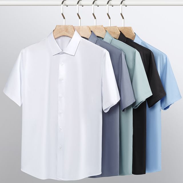 Wolfkane-Short Sleeve Collared Plain Shirt