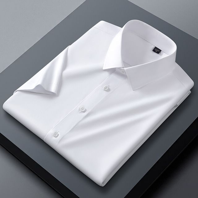 Wolfkane-Short Sleeve Collared Plain Shirt